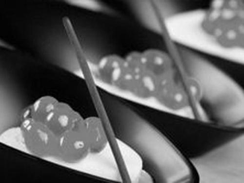 Black and white photo of Asian cuisine