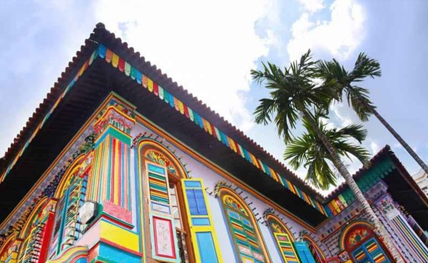 Low angle view of a building in little India near The Fullerton Hotel Singapore
