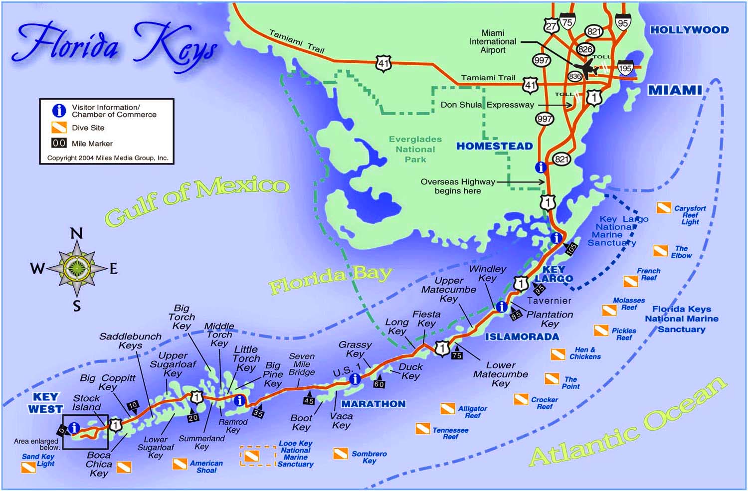 Map of the Florida Keys used at Bayside Inn Key Largo