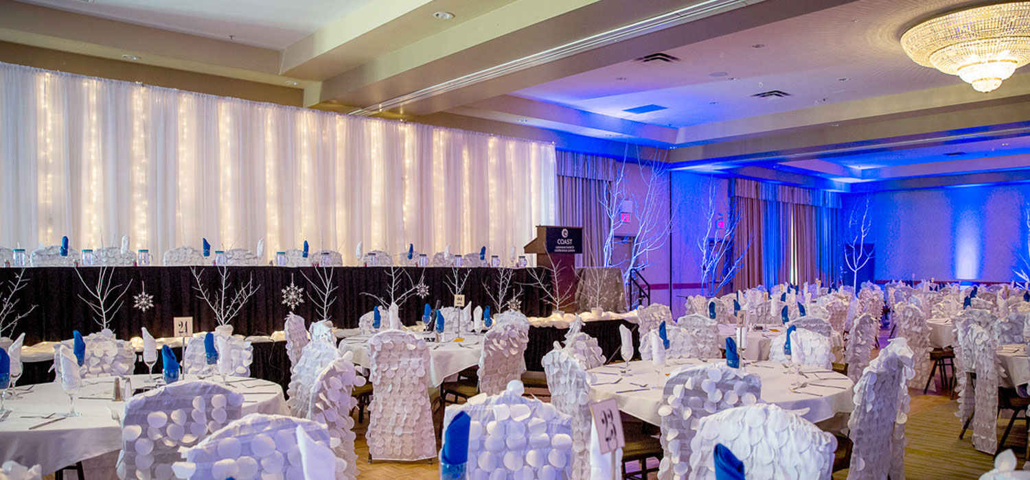 reception ballroom for weddings at Coast Canmore Hotel