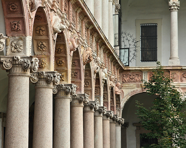 The courtyards of Milan’s Statale and Cattolica Universities