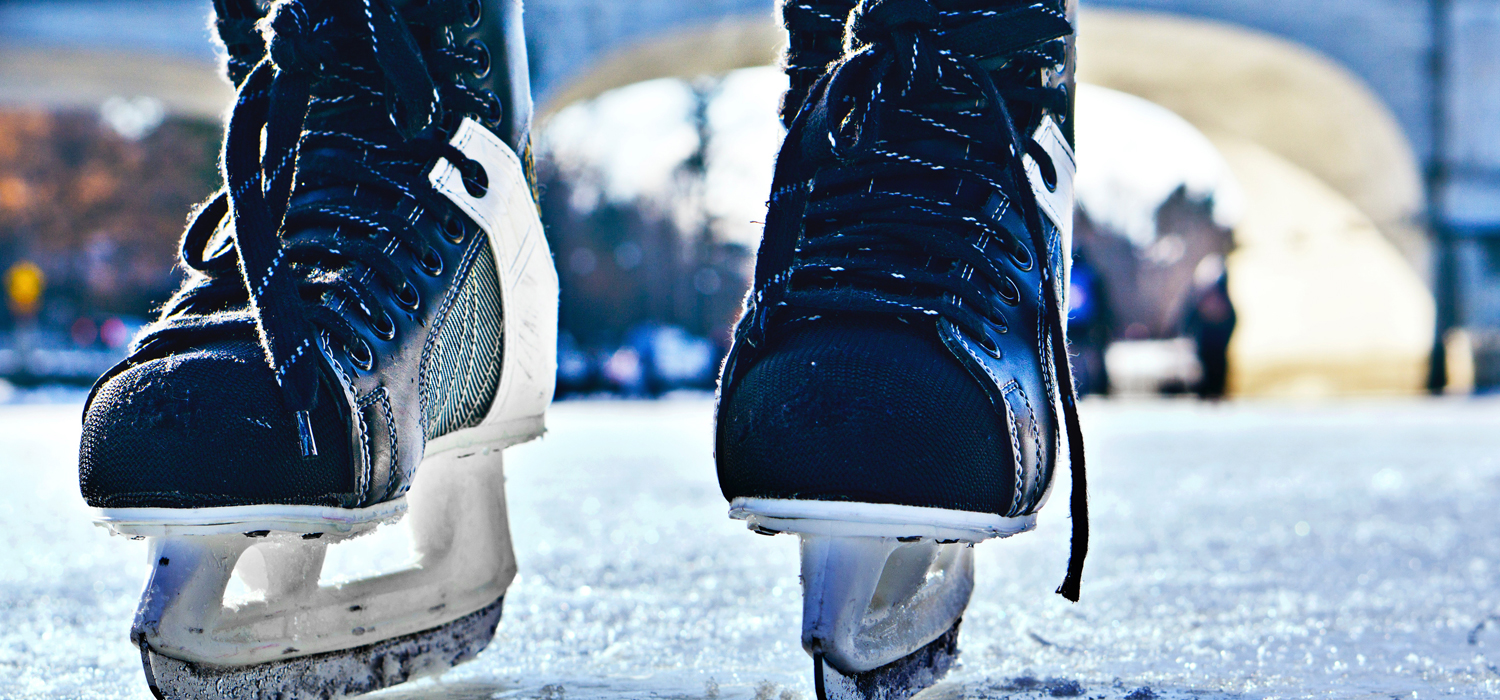 hockey skates on outside ice