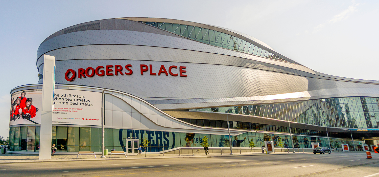 exterior view of Rogers Place Hockey Arena in Edmonton