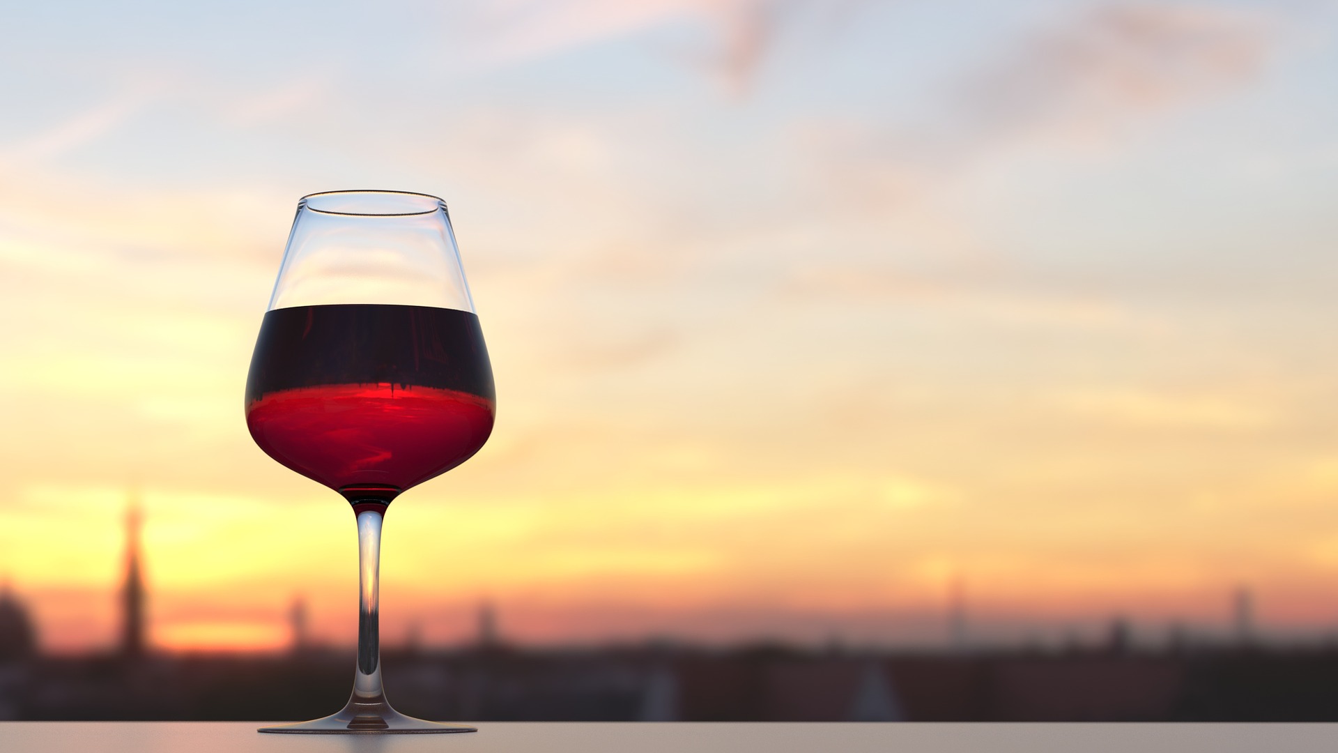 Wine glass and sunset
