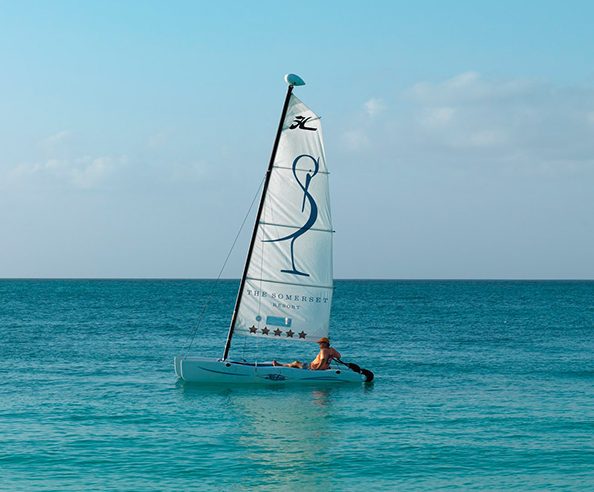 Sailing boat on the sea near The Somerset on Grace Bay