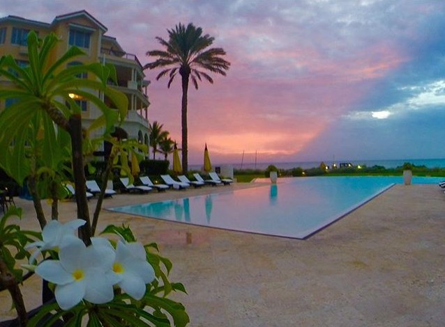 Beautiful sunset from pool side at The Somerset on Grace Bay