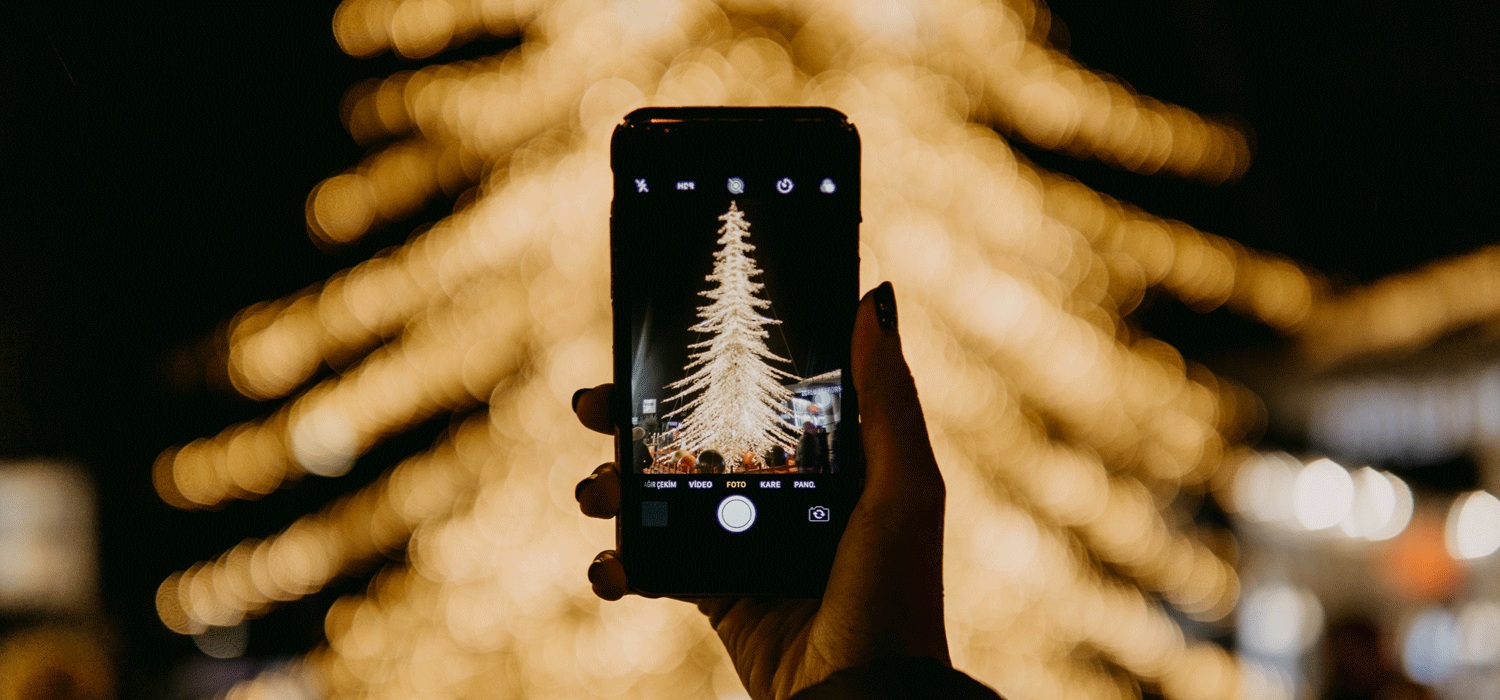 iphone photo of a lit christmas tree